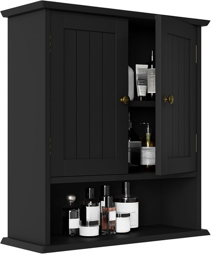 Black wall cabinet - wall, cabinet,